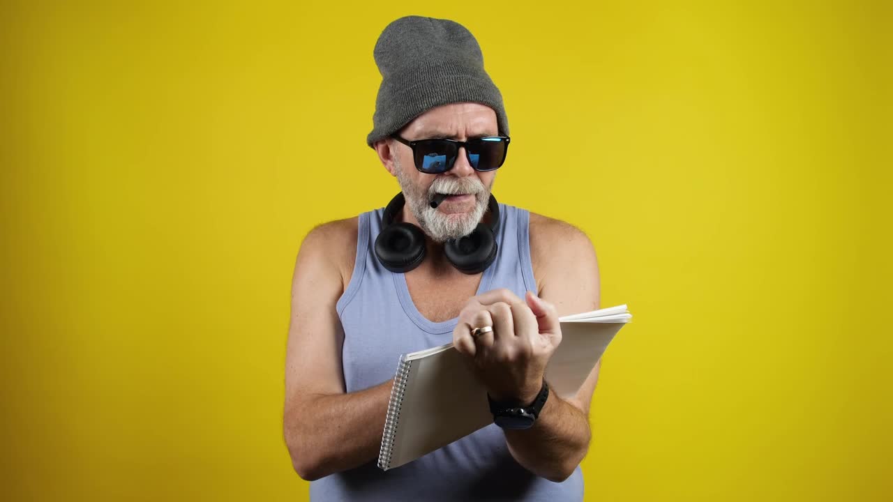 Stock Video Old Man Writing Be Yourself On A Notebook Live Wallpaper - Free Download
