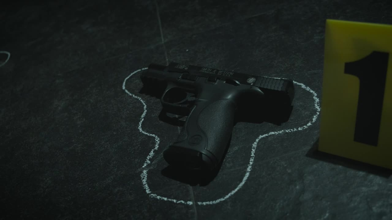 Stock Video Gun And Some Bullets On The Ground At A Crime Live Wallpaper For PC - Free Download