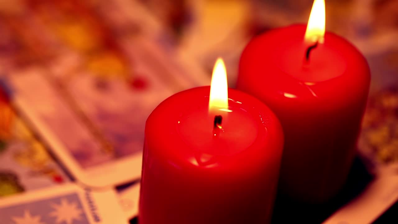 Video Stock Red Candles Surrounded By Tarot Cards Live Wallpaper Free - Free Download