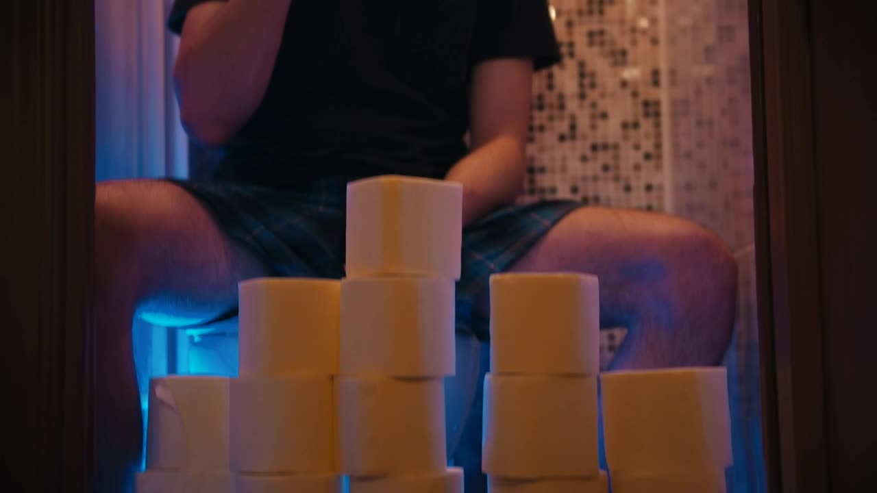 Free Video Stock toilet paper wall and a man sitting in the toilet Live Wallpaper - Free Download