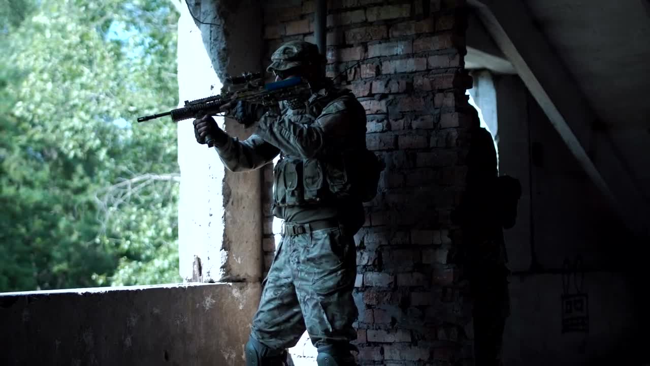 Free Video Stock Soldier Near A Window In An Abandoned Building Live Wallpaper - Free Download