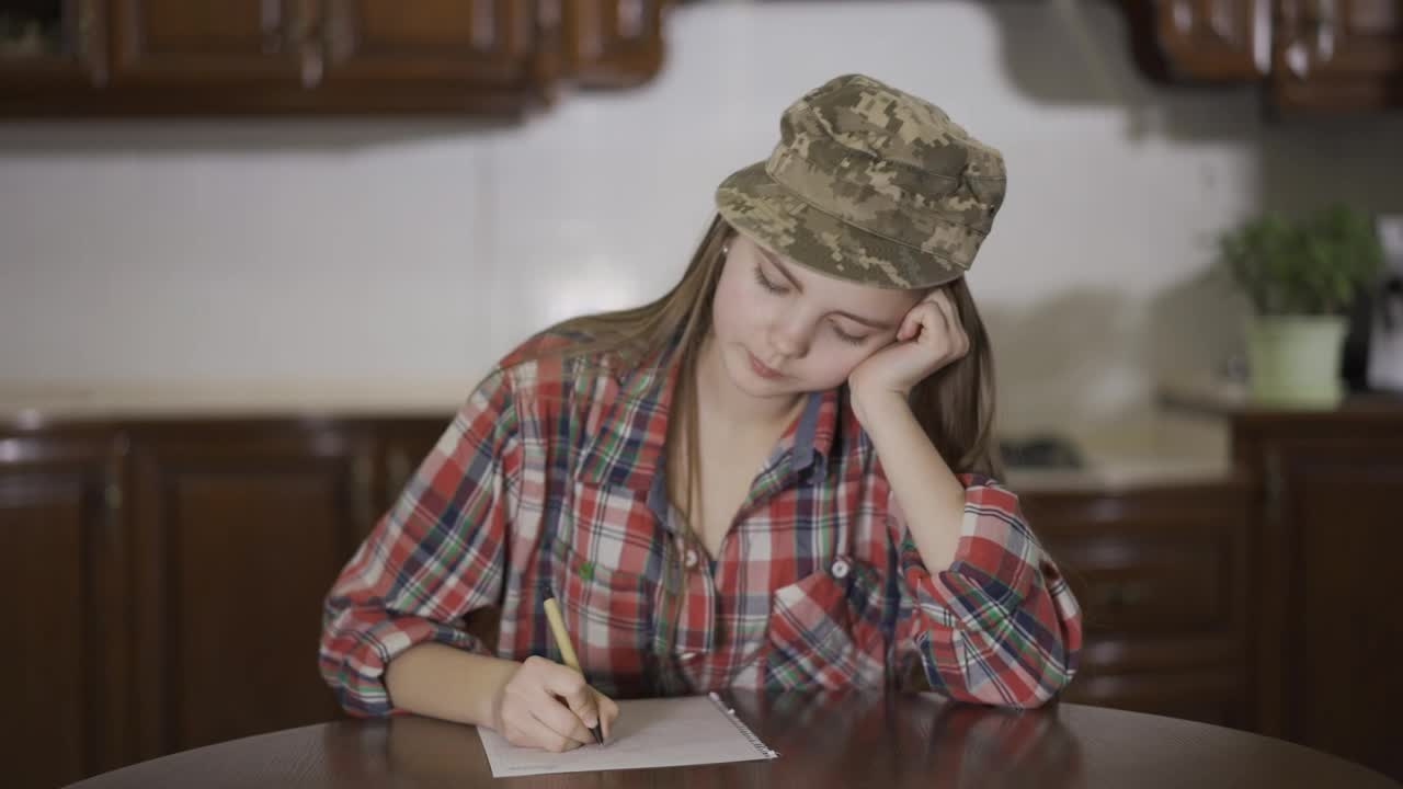 Free Video Stock teenage girl writes letter to army dad Live Wallpaper - Free Download