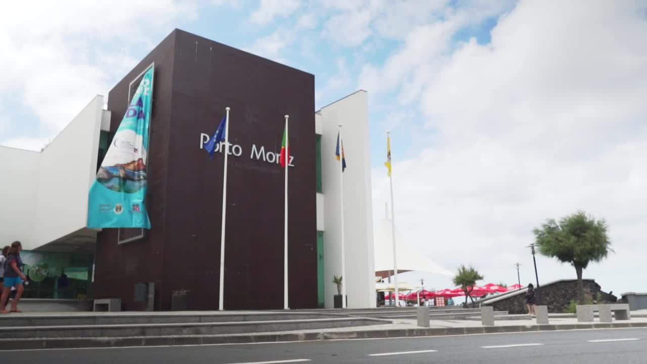 Stock Video Modern Building With Several Flags Wavin Animated Wallpaper - Free Download