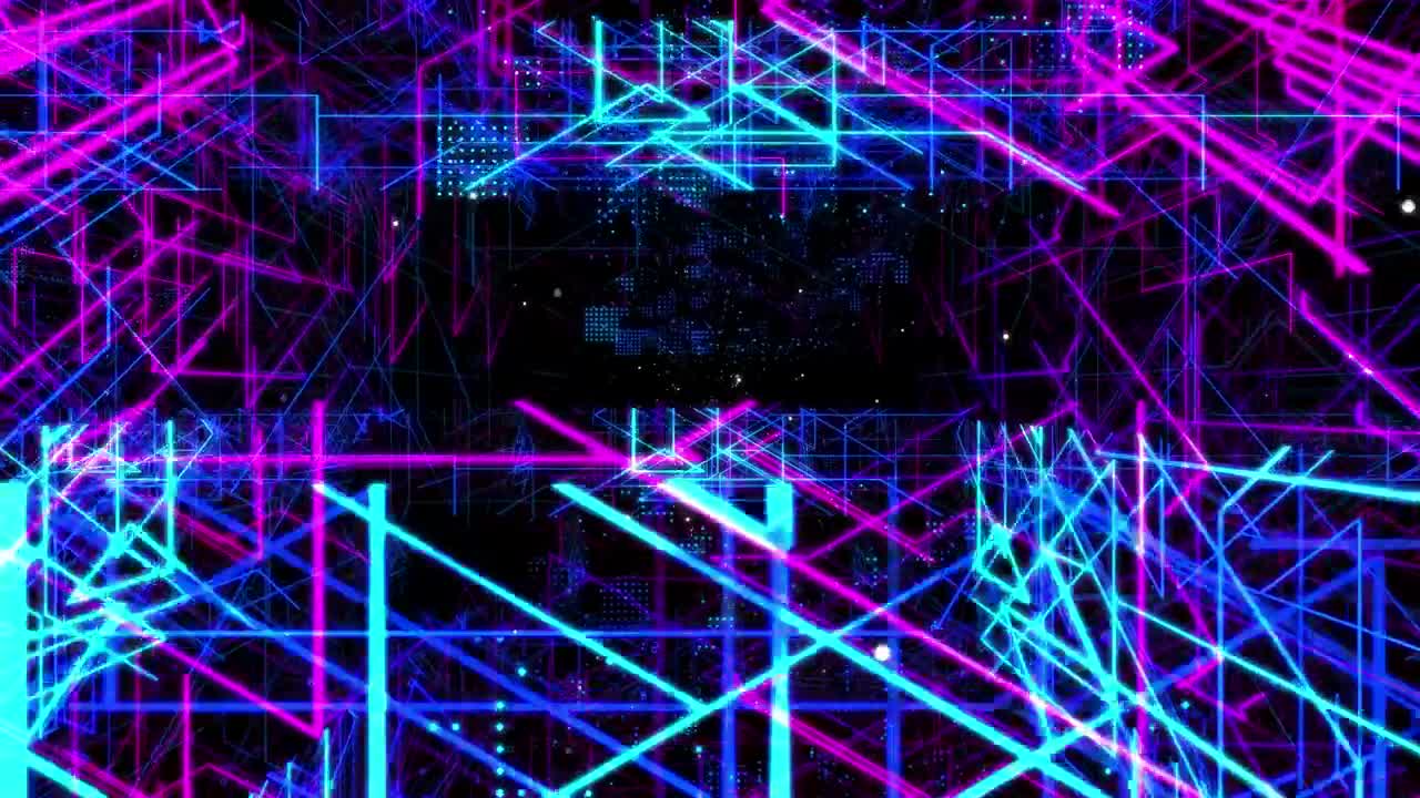 Stock Video Flying Between Abstract Neon Light Frames Live Wallpaper For PC - Free Download