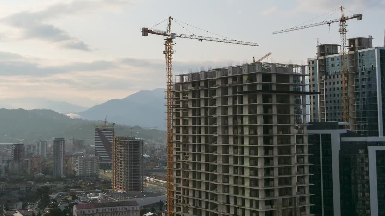 Stock Video Cranes Working At A Construction Site Time Lapse Live Wallpaper For PC - Free Download