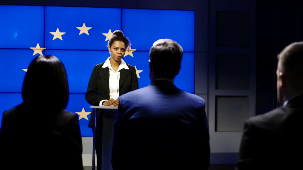 Stock Video European Politician Talking In Front Of Reporters Live Wallpaper For PC - Free Download