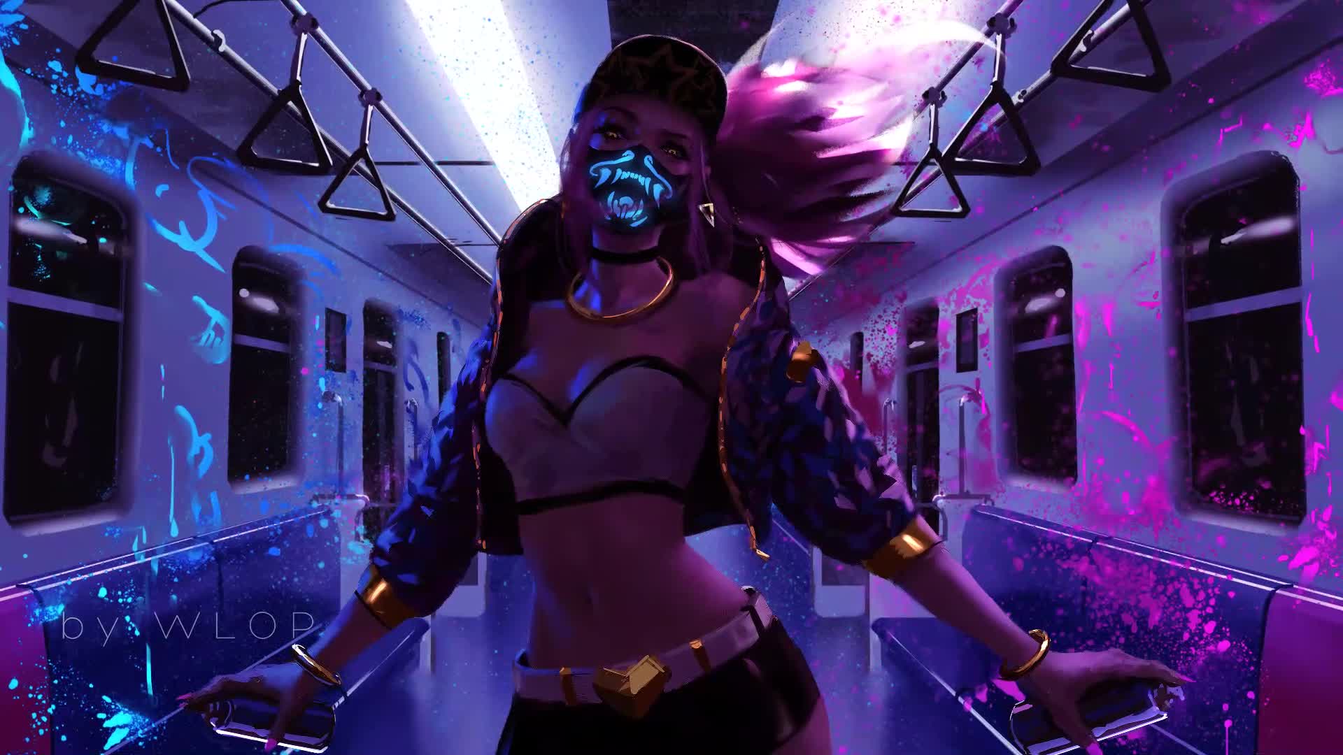 KDA Akali by WLOP Live Wallpaper - Free Download