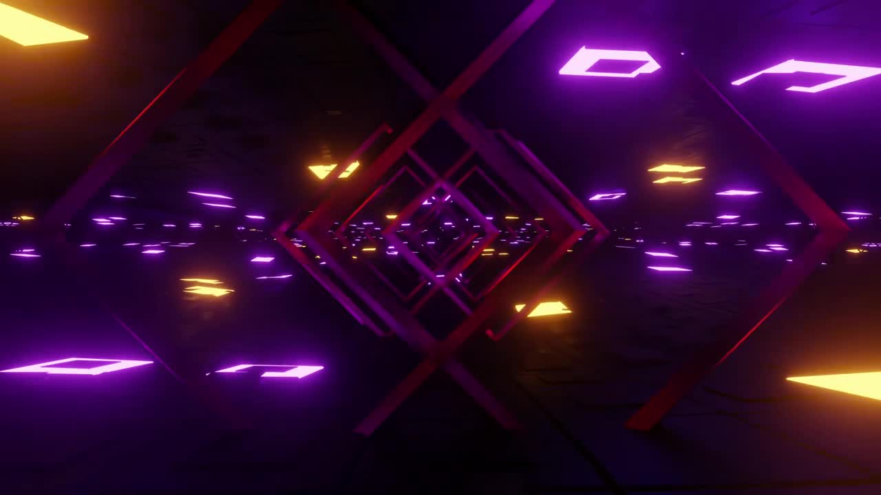 Stock Video Cyberpunk Stage With Neon Lights And Frames Loop Live Wallpaper For PC - Free Download