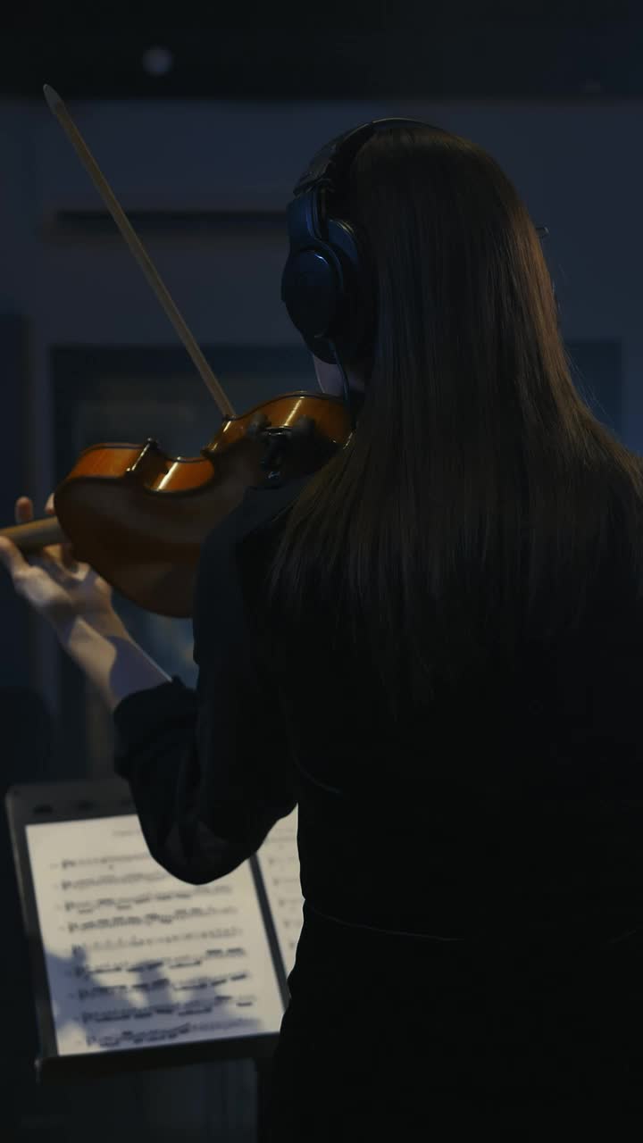 Free Stock Video Violinist Playing A Sheet Music In A Recording Studio Live Wallpaper - Free Download