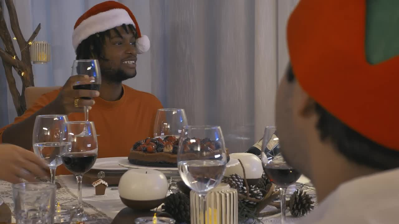 Free Video Stock toast between friends at a christmas dinner Live Wallpaper - Free Download
