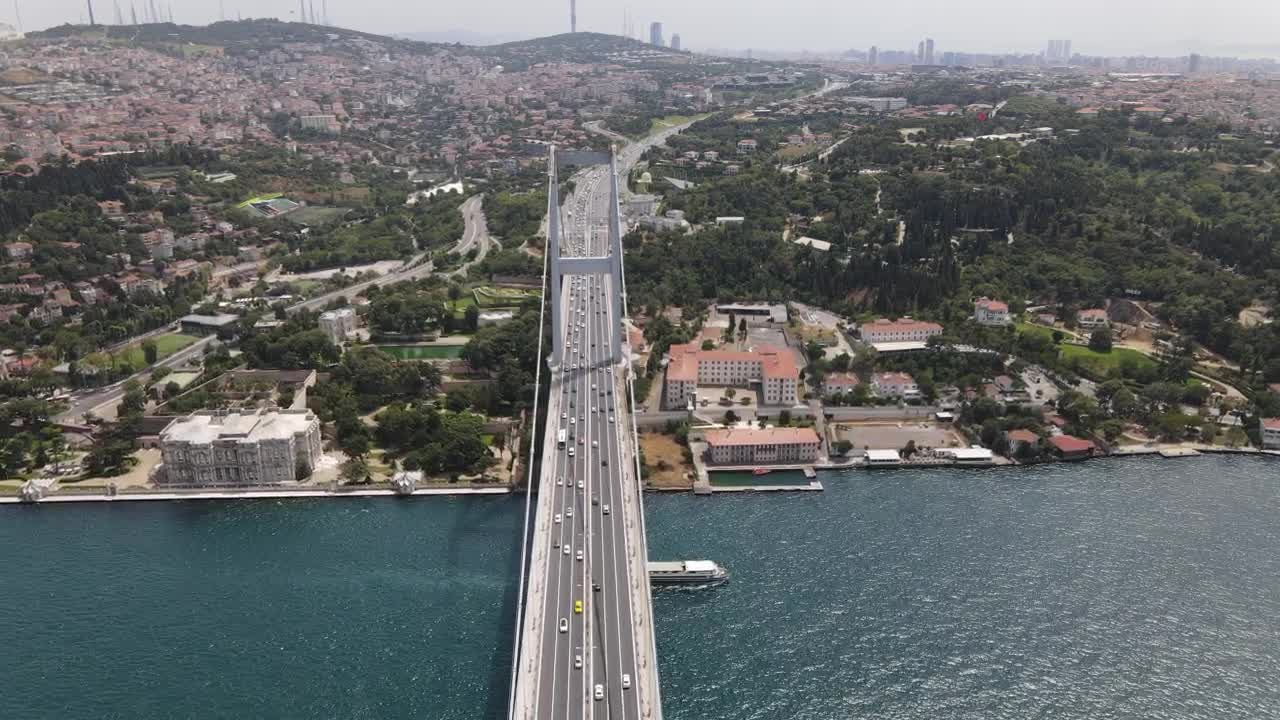 Stock Video Drone Tour Over A Citys Suspension Bridge Live Wallpaper For PC - Free Download