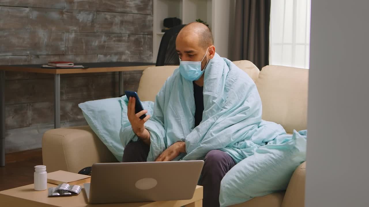 Stock Video Man Asks For Coronavirus Diagnosis On Video Call Animated Wallpaper - Free Download
