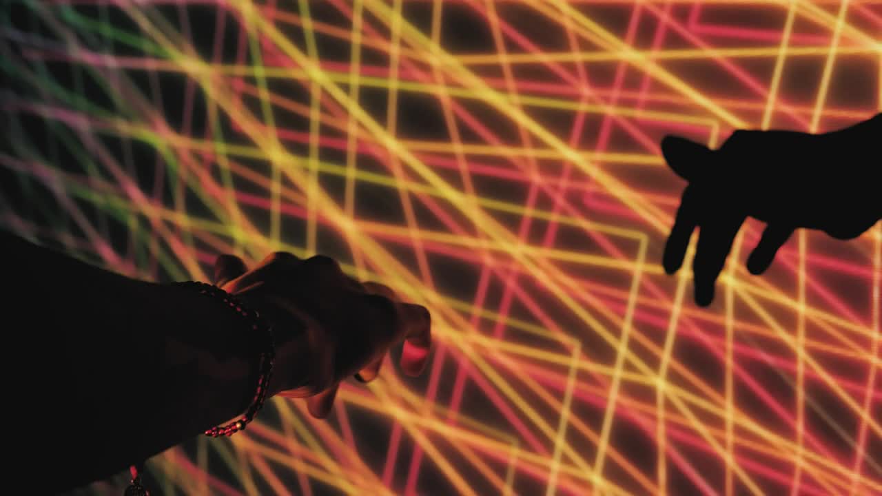 Video Stock Projection With Abstract Neon Lines And A Persons Hand Live Wallpaper Free - Free Download