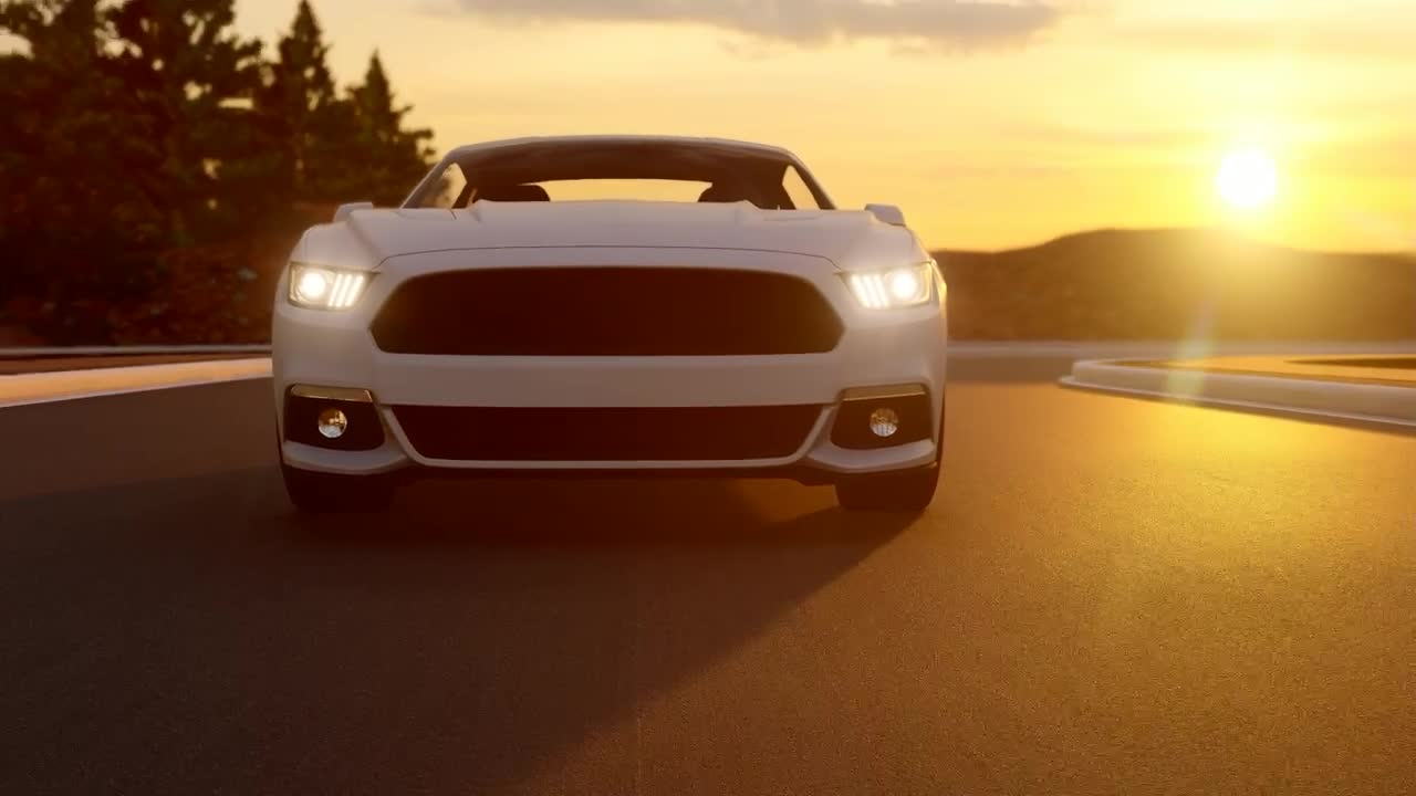 Stock Video Front Tracking Shot Of The Sports Car In A Road Live Wallpaper For PC - Free Download