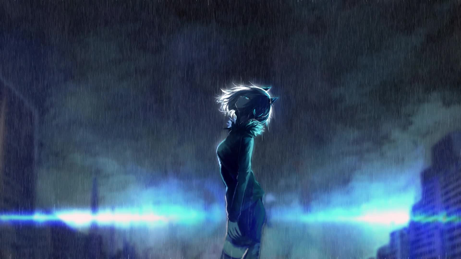 Anime Girl in Rain Live Wallpaper - Free Download