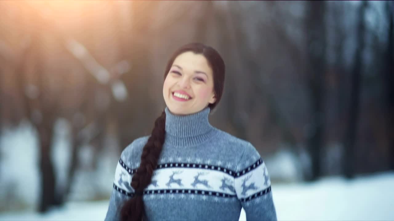 Stock Video Happy Woman With Thumbs Up In Snowy Forest Animated Wallpaper - Free Download