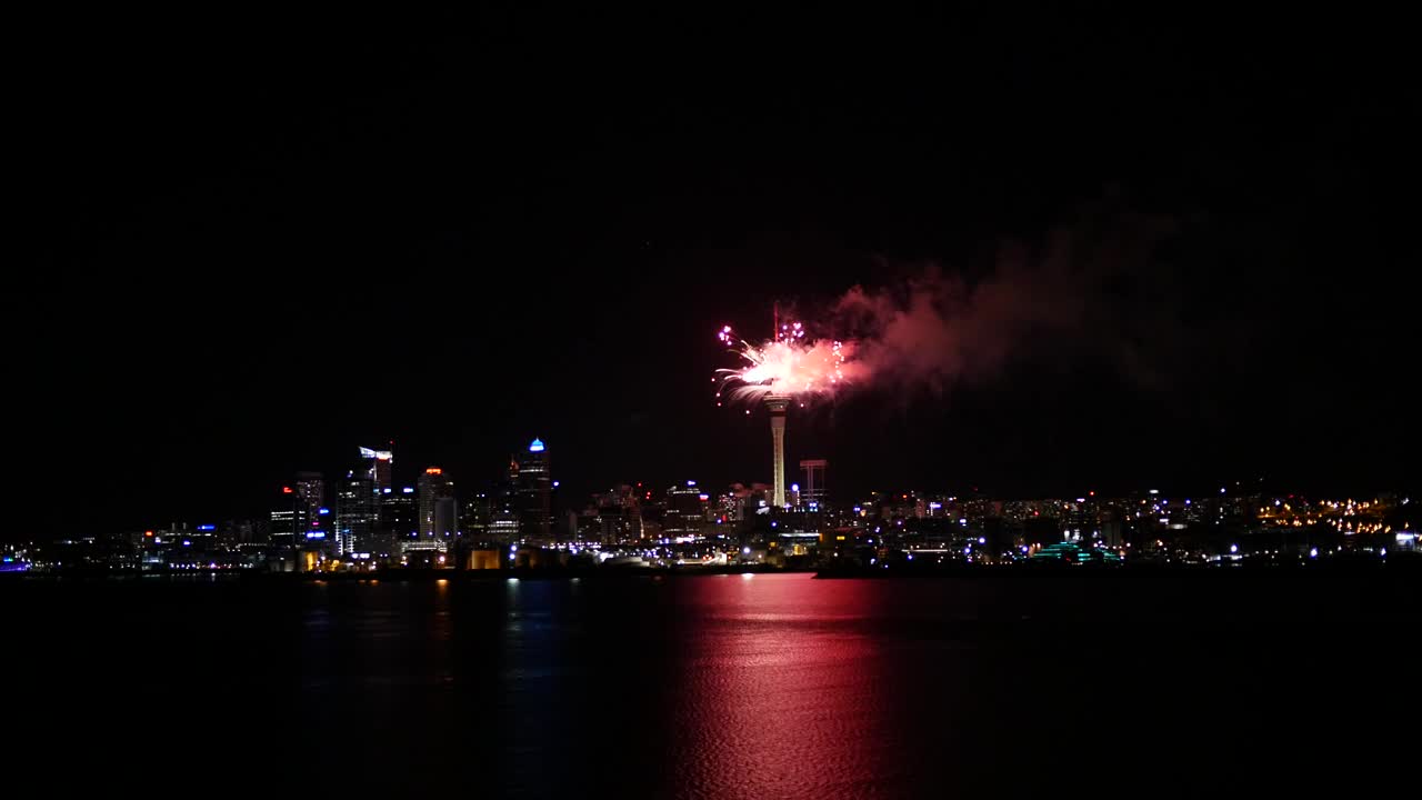 Stock Video Fireworks In The Top Of A Tower And The City Live Wallpaper For PC - Free Download