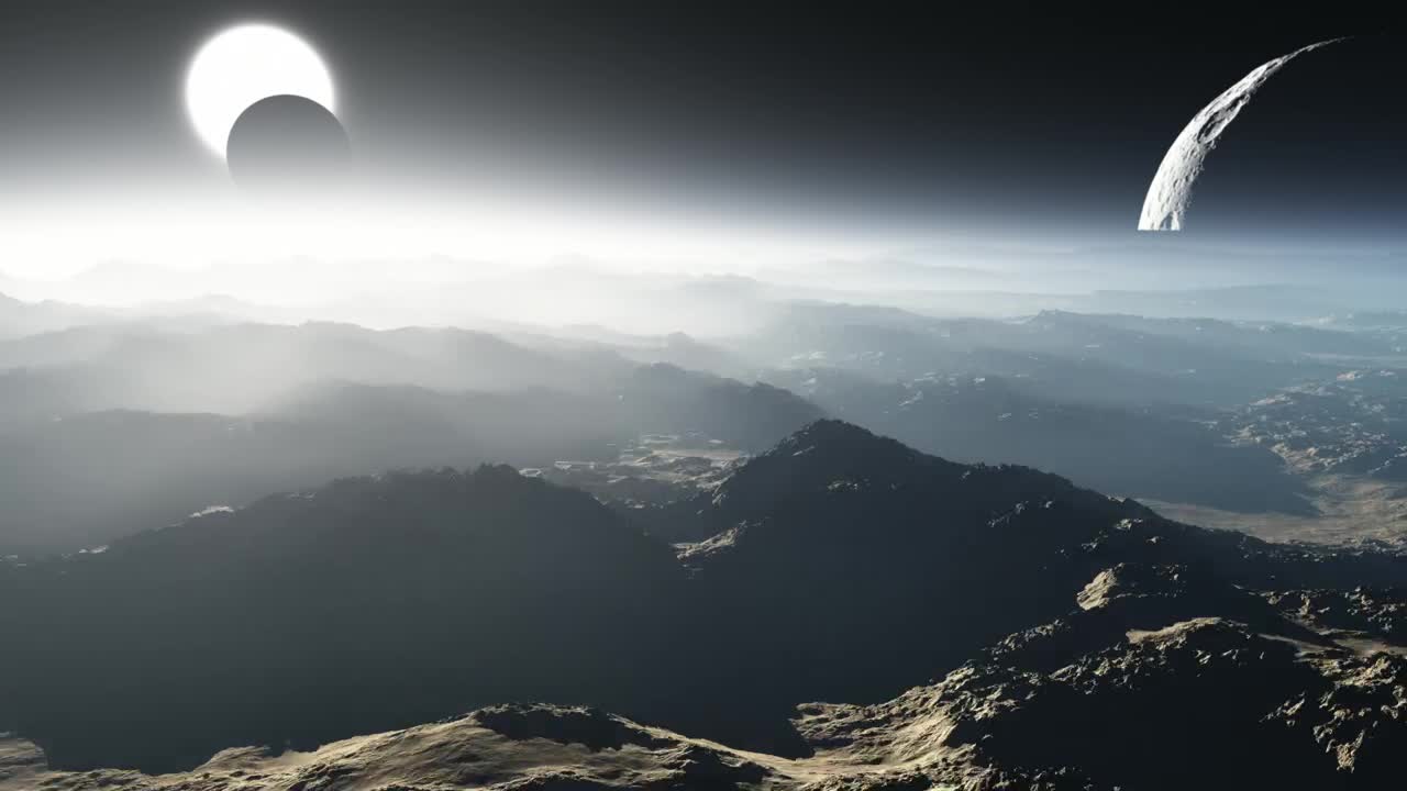 Stock Video Flying Over A Rocky Planet Overlooking Space Live Wallpaper For PC - Free Download