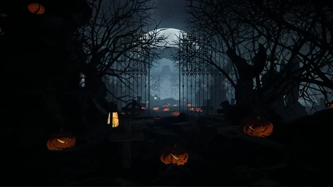 Free Video Stock Spooky Cemetery With Trees And Pumpkins D Live Wallpaper - Free Download