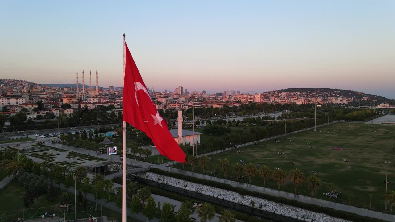 Stock Video Flag On A Pole On Top Of A City In Live Wallpaper For PC - Free Download