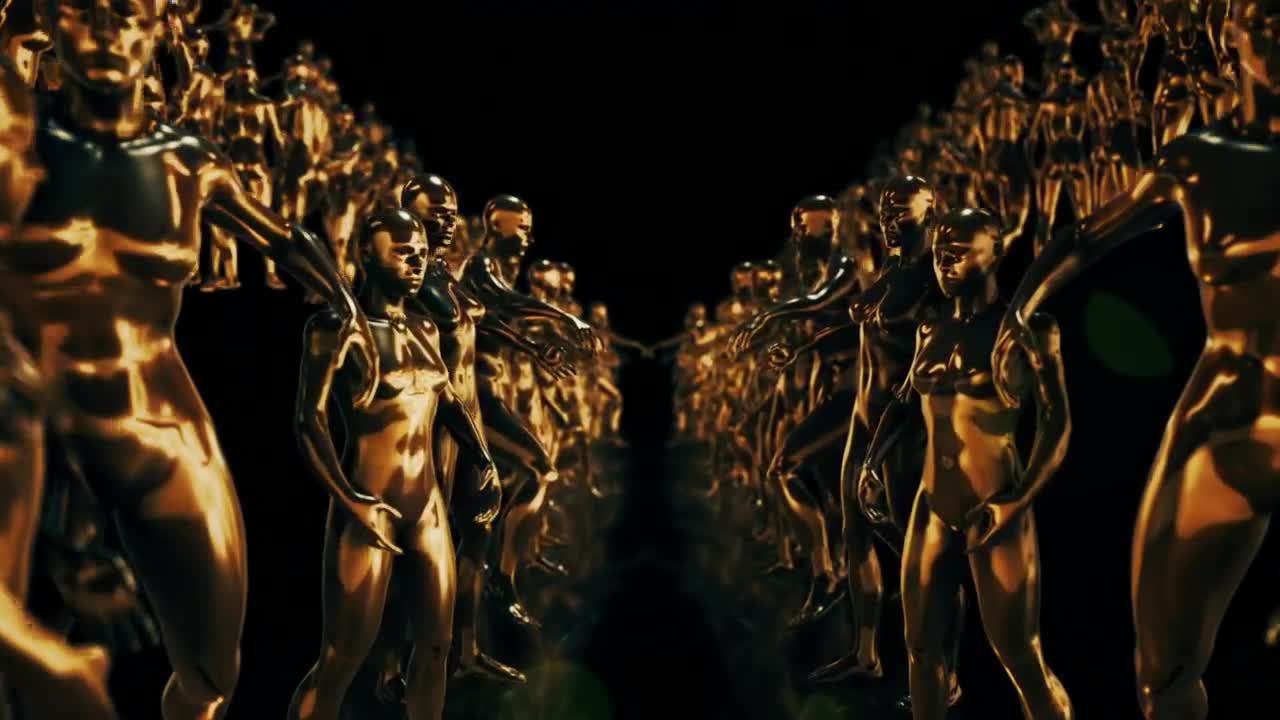 Stock Video Golden Sculptures Of Human Figures Loop Video Live Wallpaper For PC - Free Download