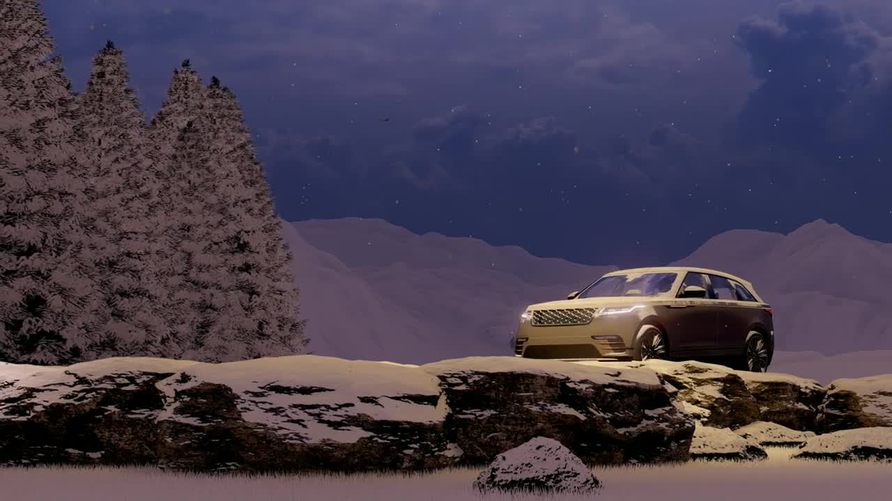 Stock Video Luxury Vehicle In A Snowing Forest Animated Wallpaper - Free Download