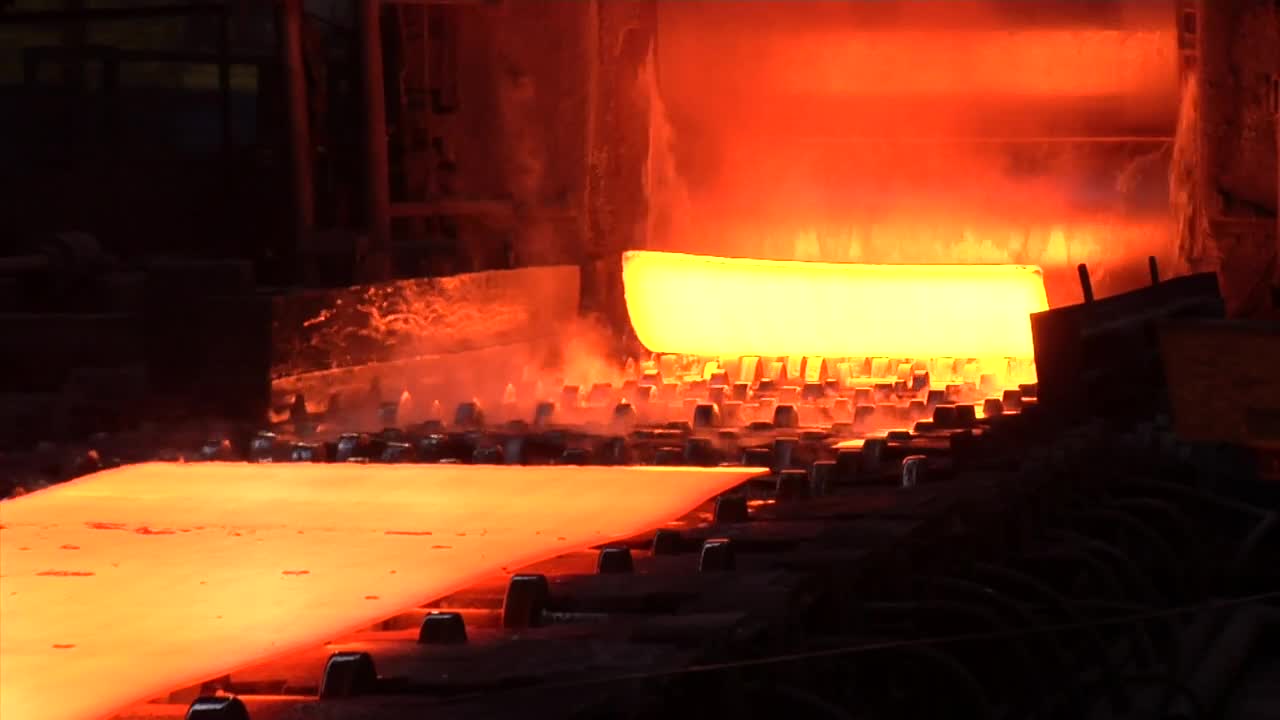 Video Stock Red Hot Metal Sheets Going Out Of The Furnace Live Wallpaper Free - Free Download