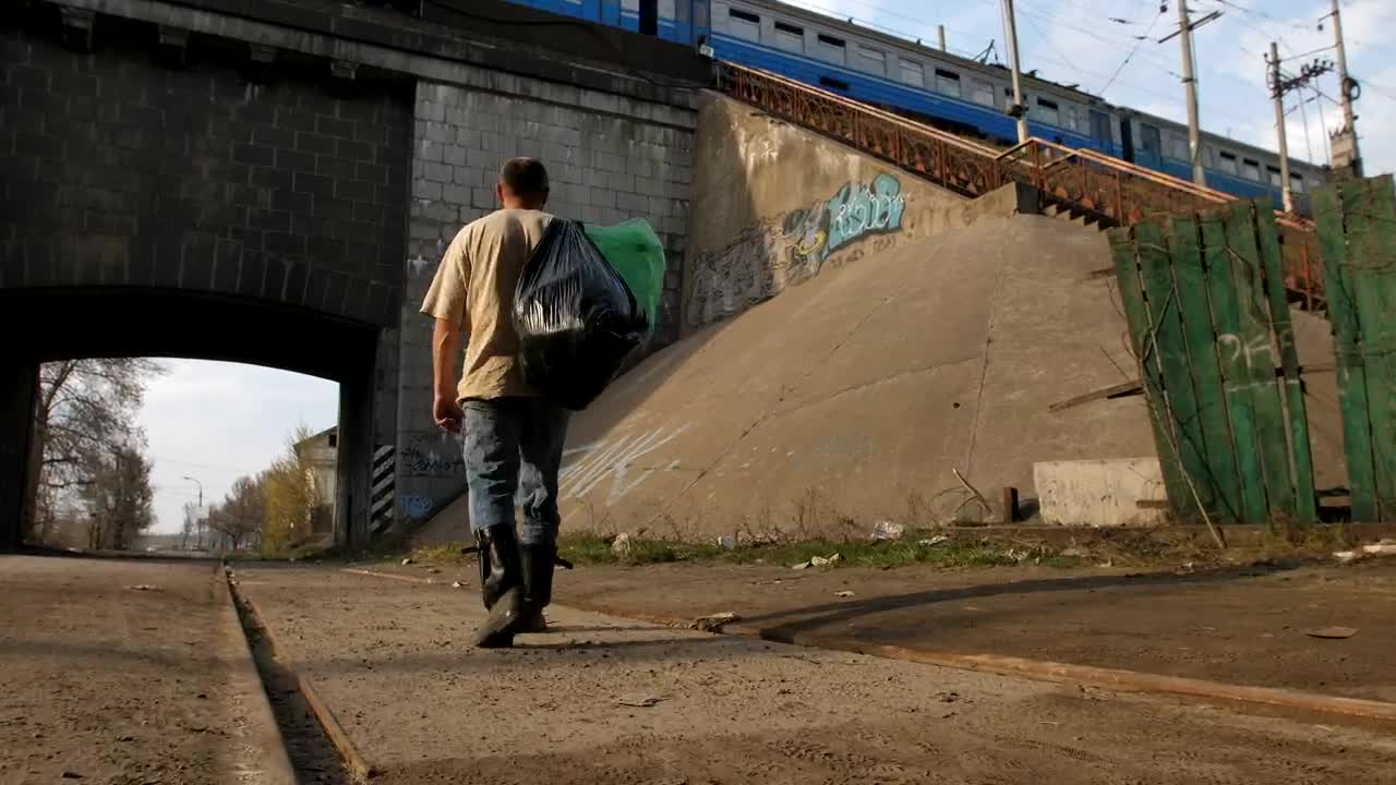 Stock Video Homeless Man Walking Animated Wallpaper - Free Download