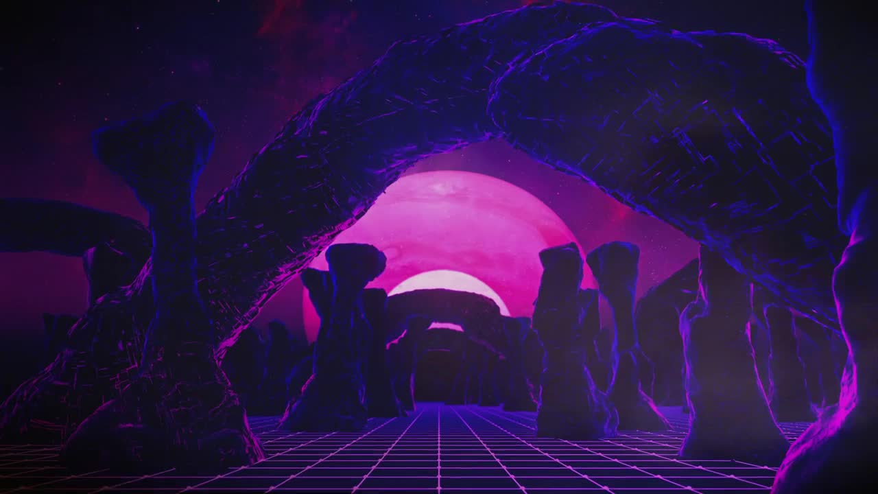 Stock Video Cyberpunk Alien Planet With Space View Live Wallpaper For PC - Free Download