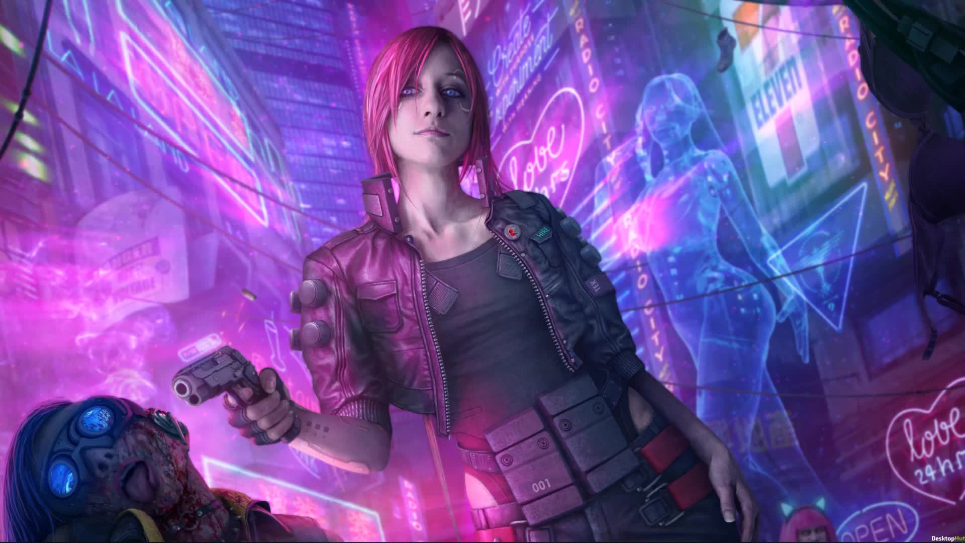 Cyberpunk Neon Girl Live Wallpaper - Free Download