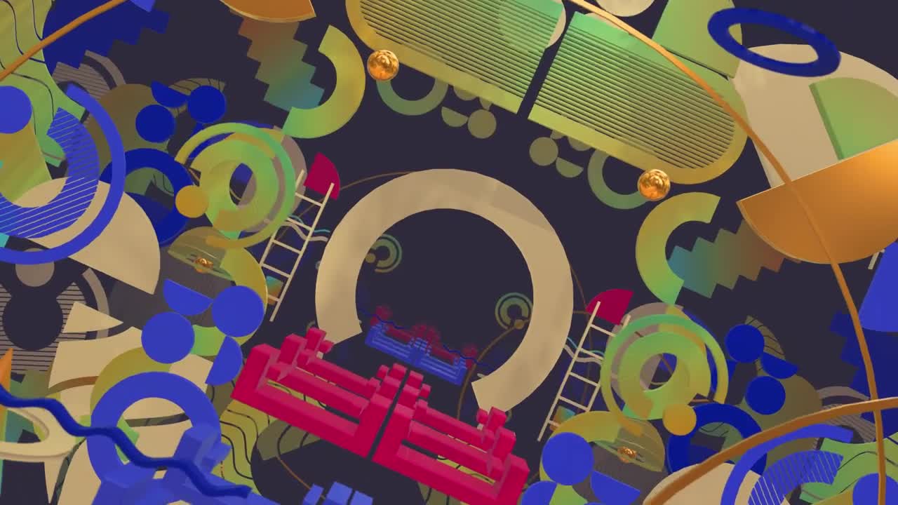 Stock Video Colorful D Geometric Shapes Floating And Rotating Live Wallpaper For PC - Free Download