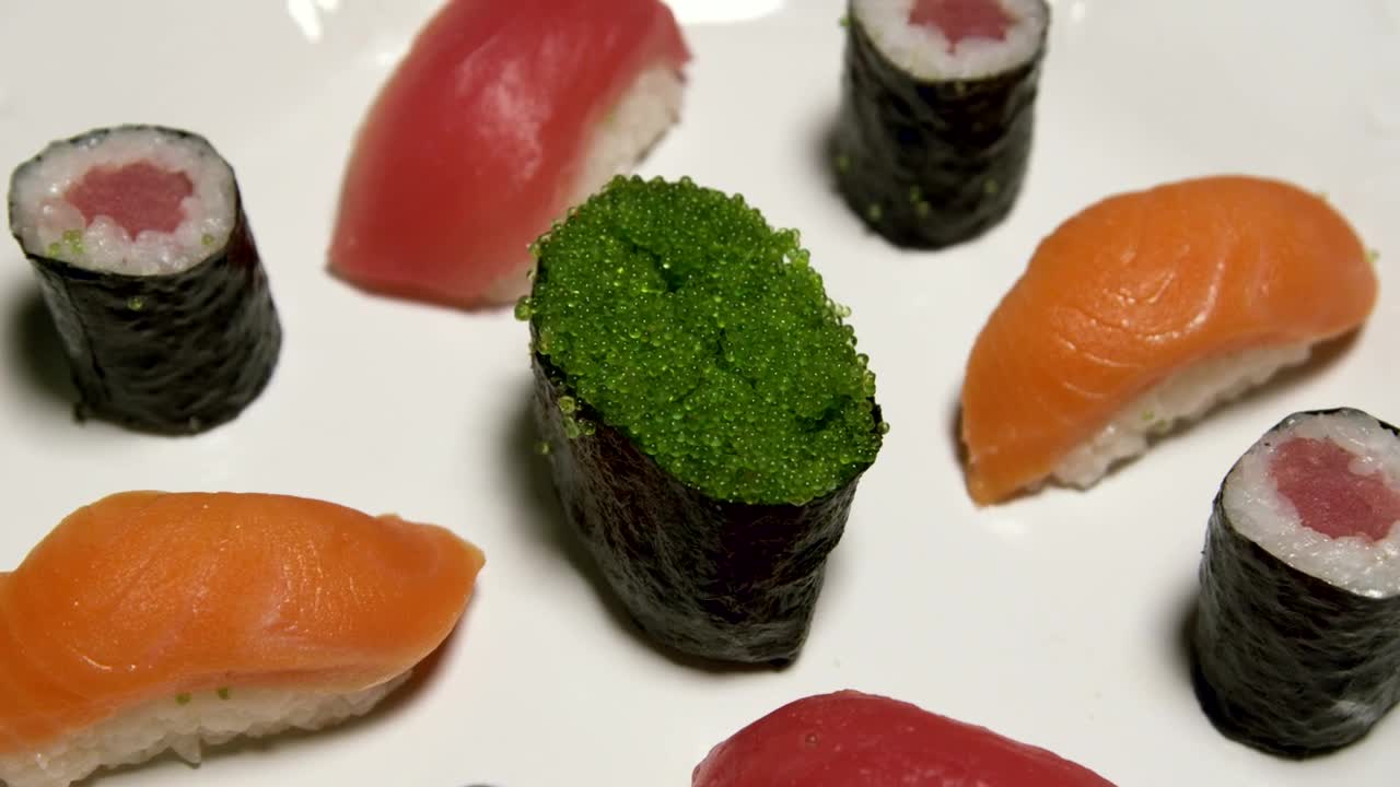 Free Video Stock sushi selection on a plate Live Wallpaper - Free Download