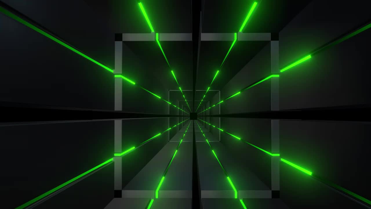 Stock Video Green Neon Lights In A Futuristic Tunnel Live Wallpaper For PC - Free Download