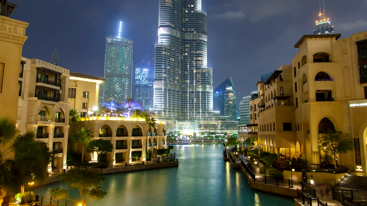 Stock Video Downtown Dubai Lake With Fontaine At Night Live Wallpaper For PC - Free Download