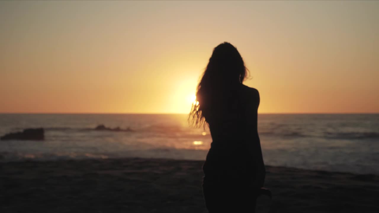 Stock Video Female Silhouette On The Beach Live Wallpaper For PC - Free Download