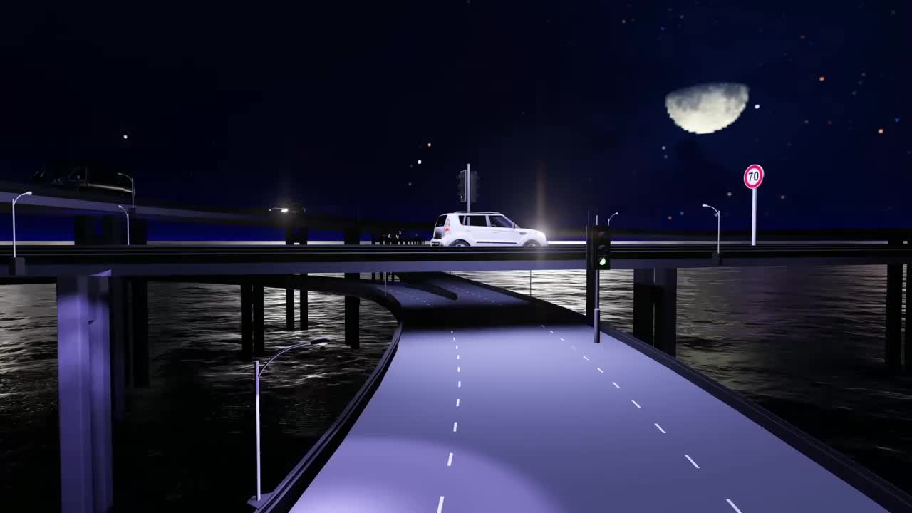 Stock Video Night Traffic In Bridges On The Sea Live Wallpaper - Free Download