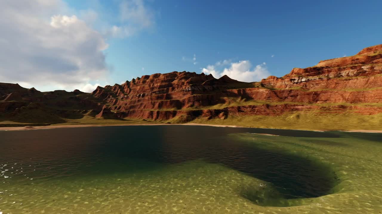 Free Video Stock Small Sunny Lake Surrounded By Plateaus In D Live Wallpaper - Free Download