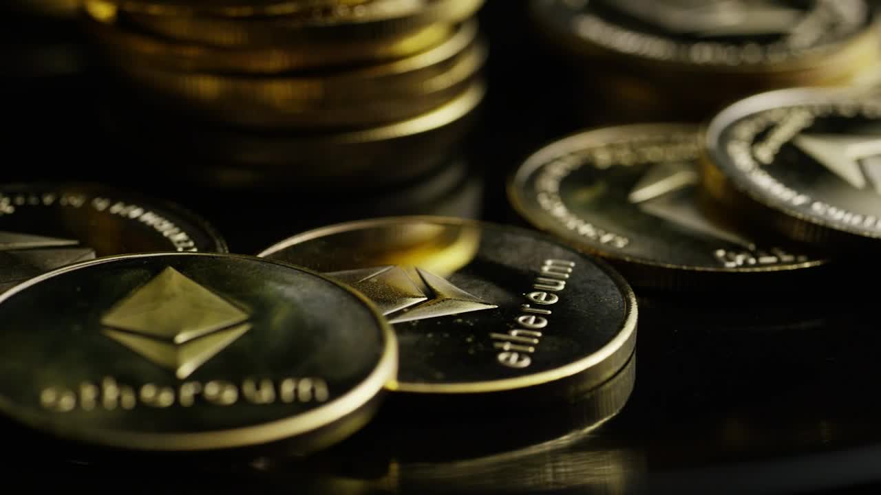 Stock Video Golden Ethereum Coins Rotating Live Wallpaper For PC - Free Download