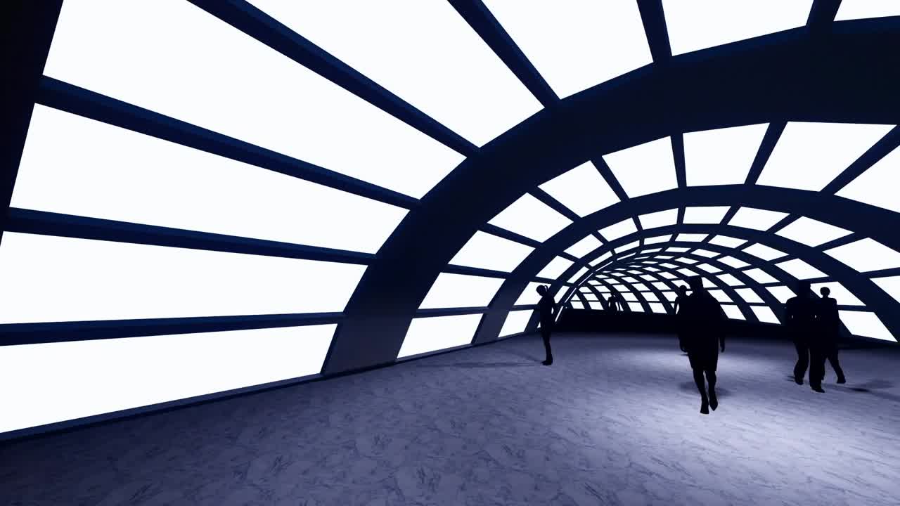 Stock Video People Walking On A Circular Tunnel With Light Live Wallpaper - Free Download