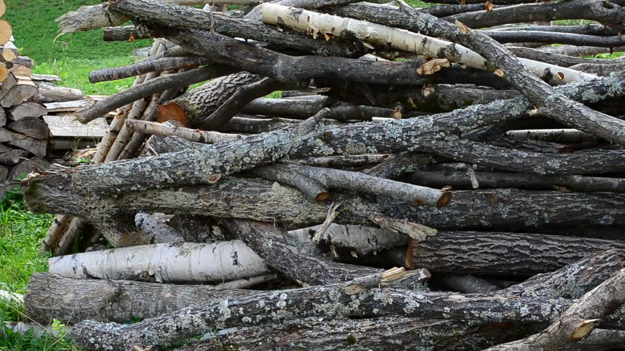 Stock Video Firewood Stacked In A Field Live Wallpaper For PC - Free Download