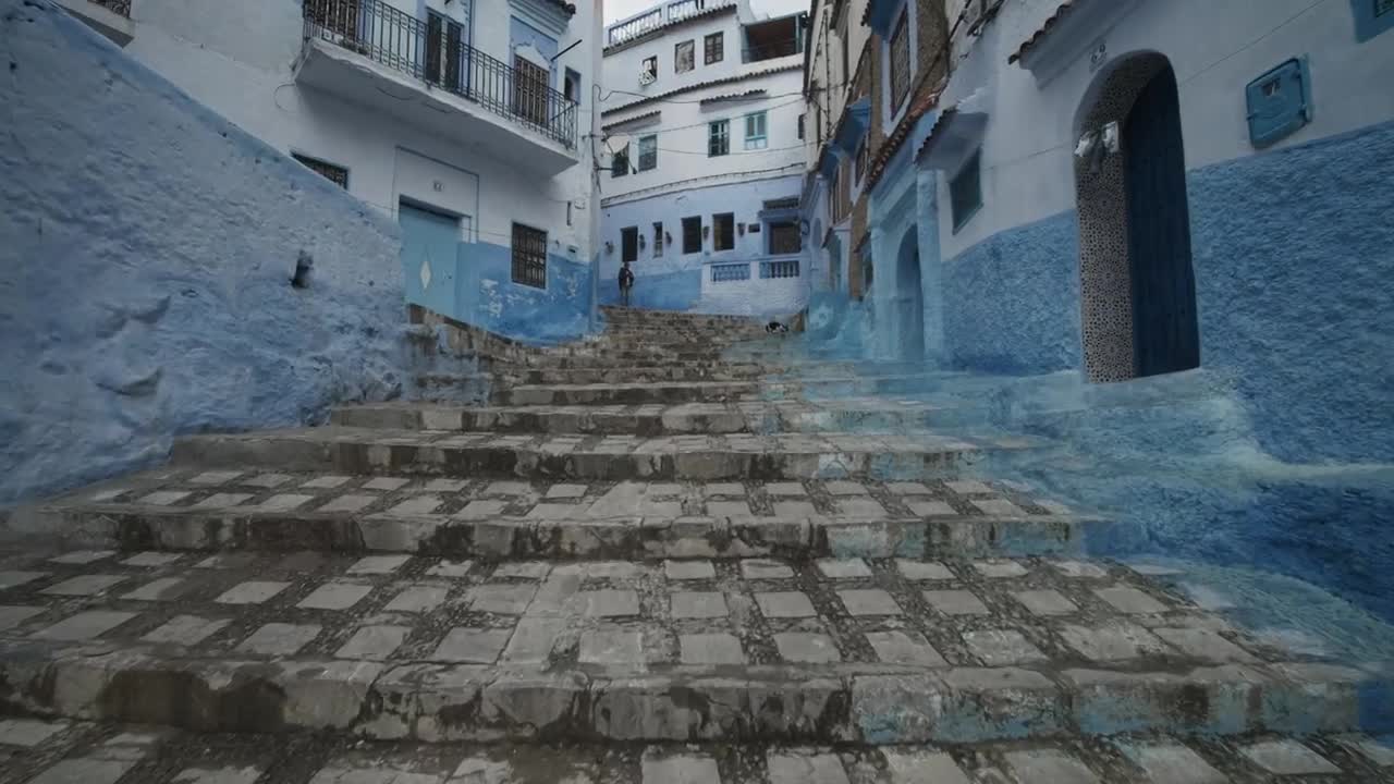 Stock Video Narrow Streets With Painted Blue In Morocco Live Wallpaper - Free Download