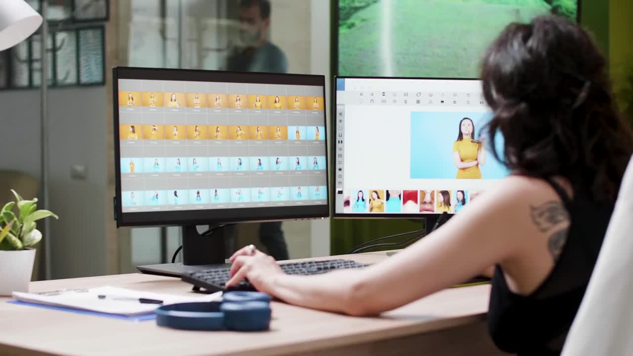 Stock Video Female Editor Working On A Video Live Wallpaper For PC - Free Download