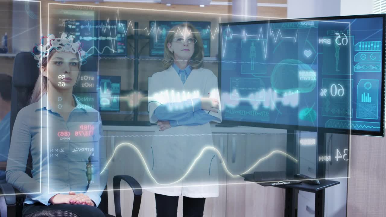 Free Stock Video Scientist Looks At Dna Info On Holographic Screens Live Wallpaper - Free Download