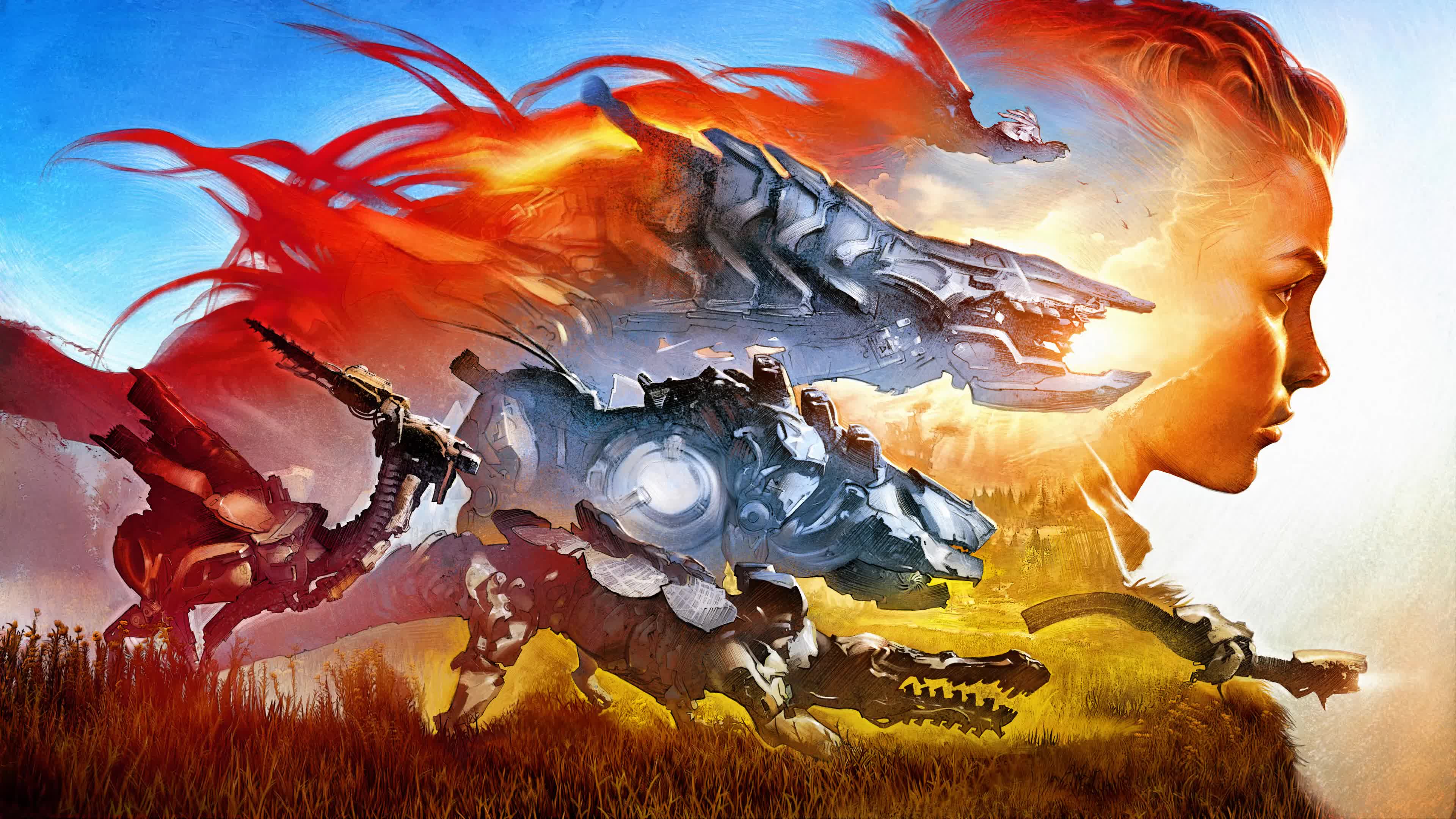 Horizon  Zero  Dawn  Cover  Art  Machines  Aloy  4K  Live  Wallpaper - Free Download