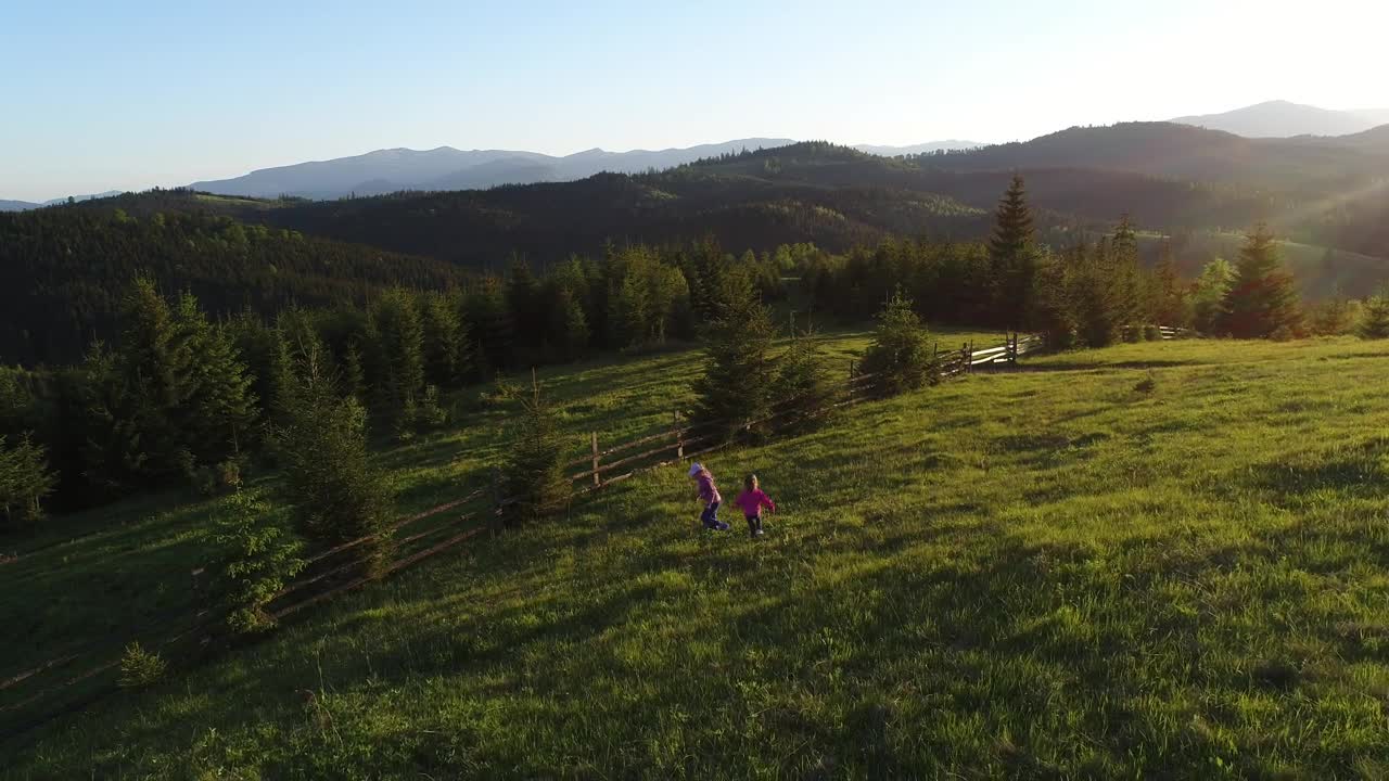 Stock Video Little Sisters Playing In The Meadow Of A Ranch Animated Wallpaper - Free Download