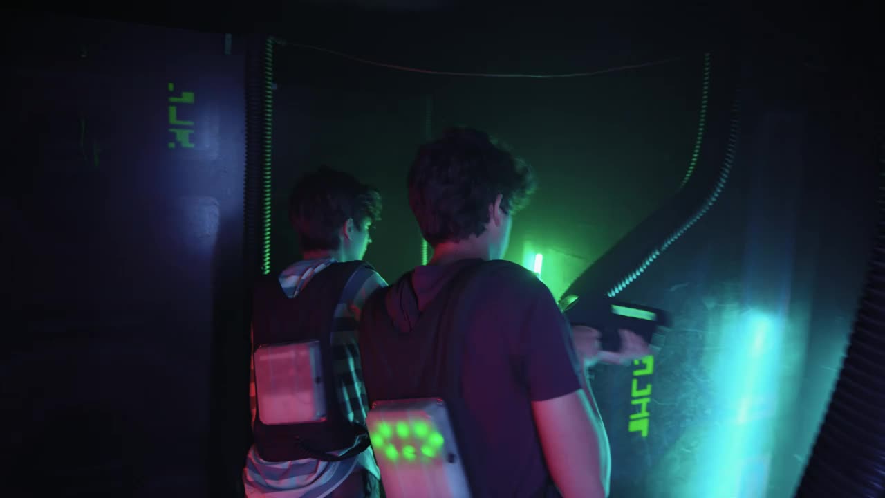 Stock Video Pair Of Guys Playing Laser Tag Together Live Wallpaper - Free Download