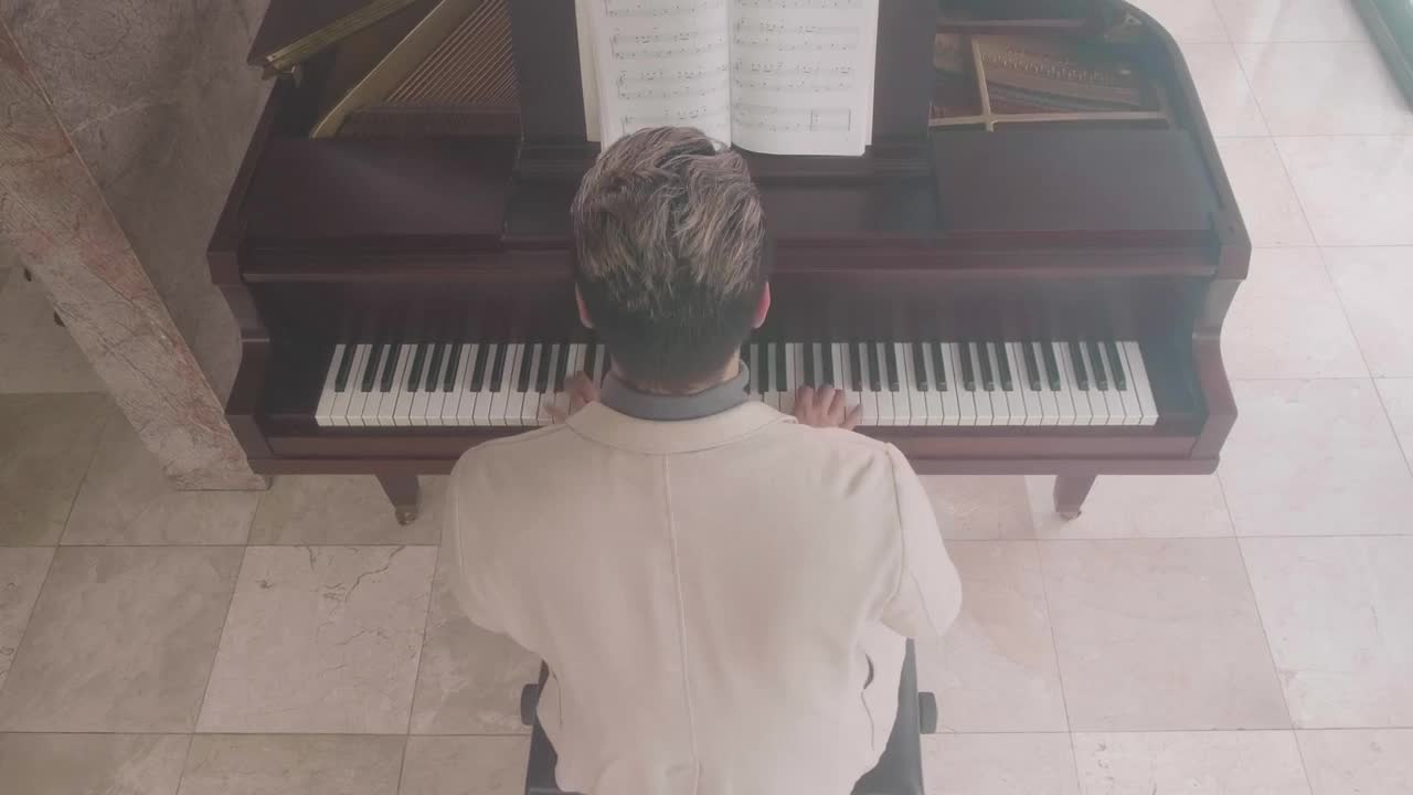 Stock Video Inspired Male Pianist Playing A Grand Piano Animated Wallpaper - Free Download