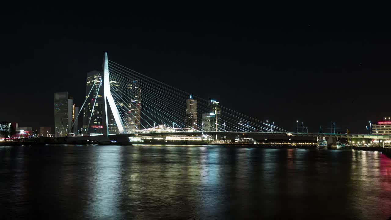 Stock Video Erasmus Bridge At Night Live Wallpaper For PC - Free Download