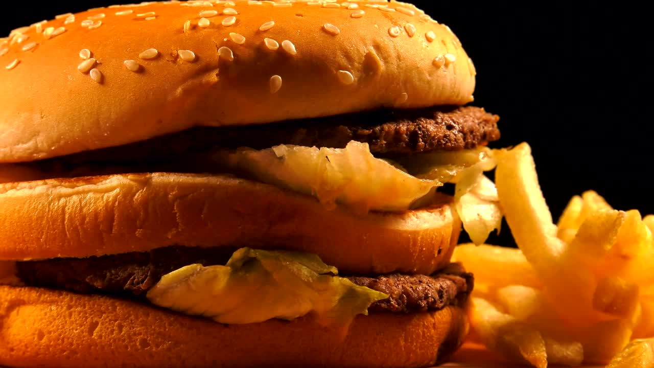 Stock Video Double Burger With Fries Live Wallpaper For PC - Free Download