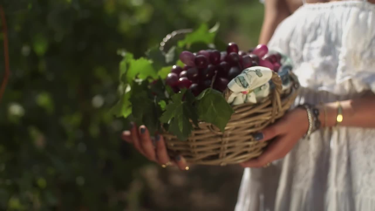 Stock Video Girl In A White Dress Holding Grapes Live Wallpaper For PC - Free Download